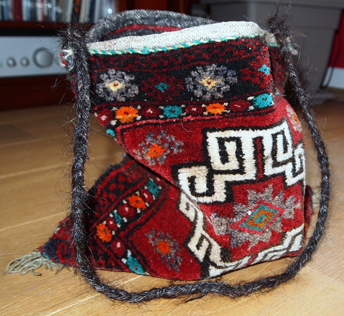 Handmade vintage Turkish Anatolian bag 1.1' x 1.1' ( 34cm x 34cm ) 1970 - 10