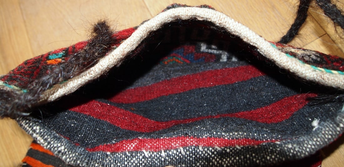 Handmade vintage Turkish Anatolian bag 1.1' x 1.1' ( 34cm x 34cm ) 1970 - 7