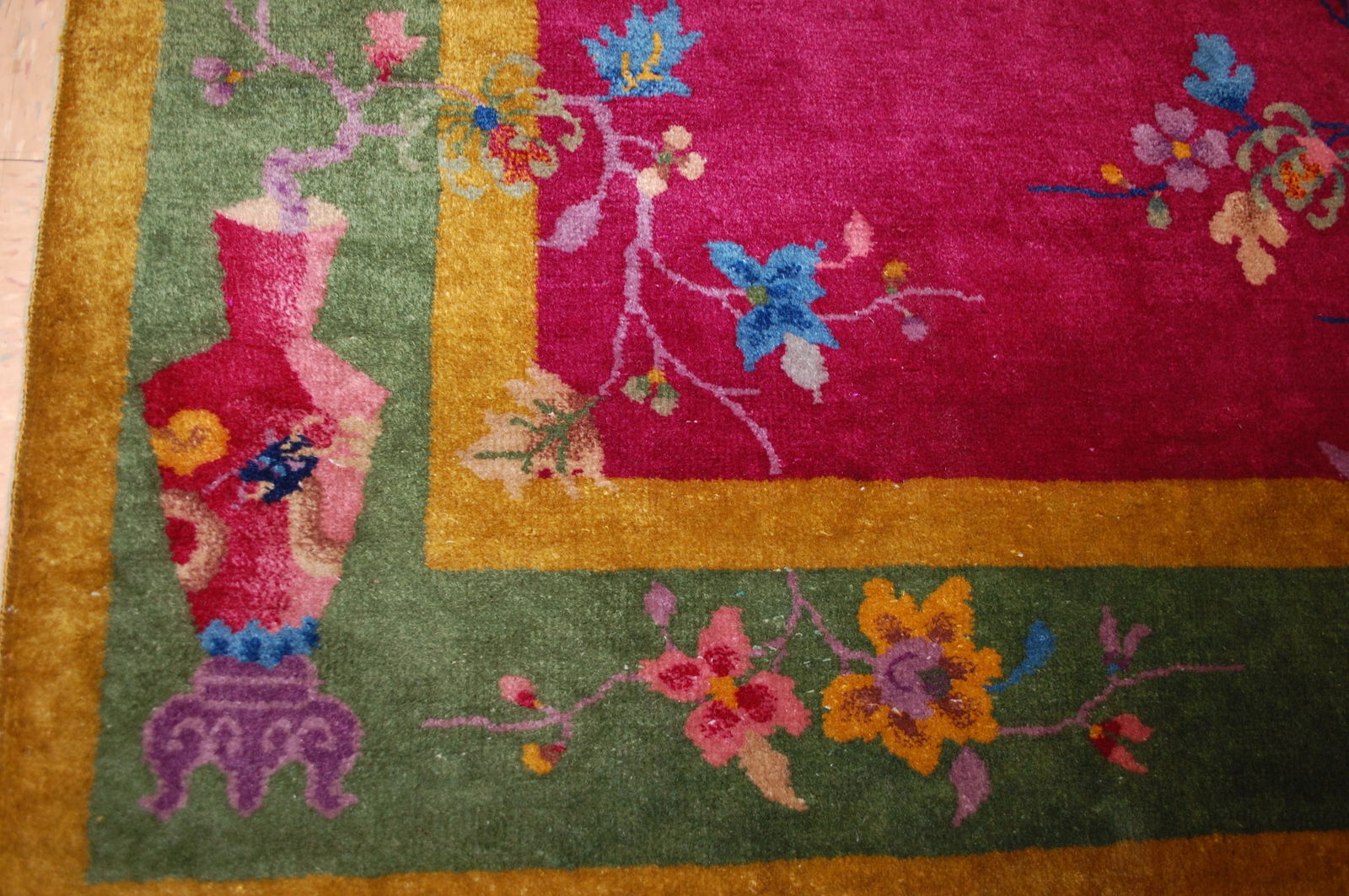 c1920s ANTIQUE ART DECO WALTER NICHOLS CHINESE RUG 4'1" x 6'8" - 11