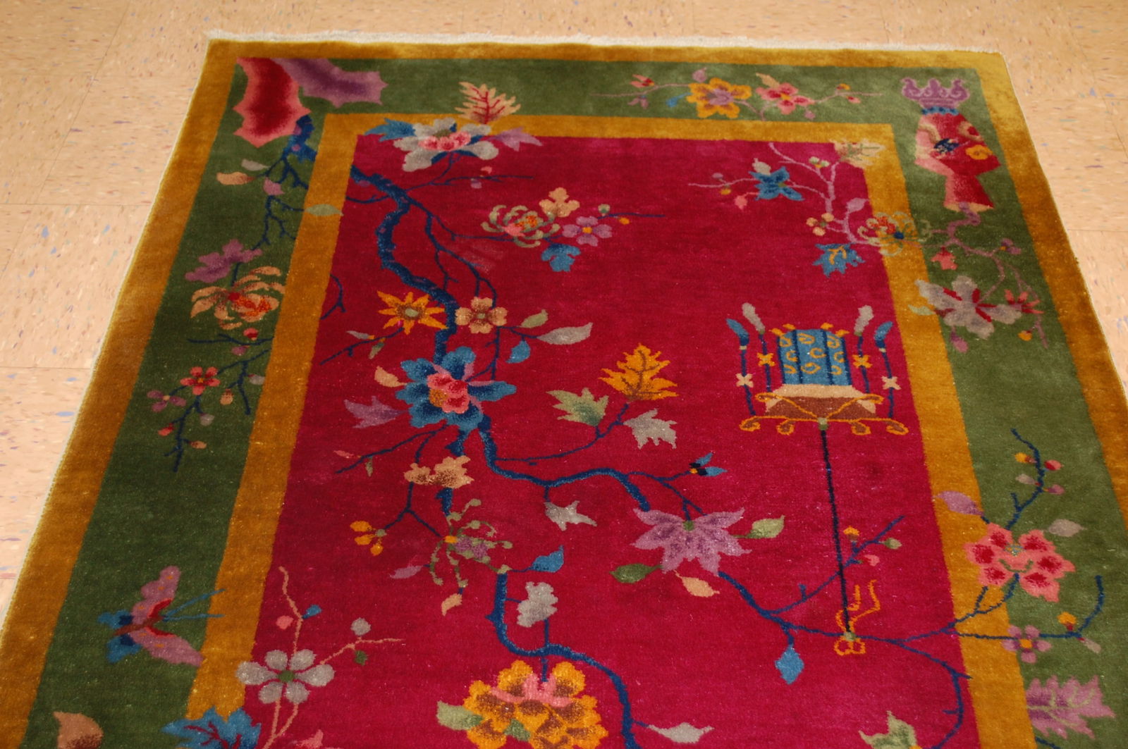 c1920s ANTIQUE ART DECO WALTER NICHOLS CHINESE RUG 4'1" x 6'8" - 2