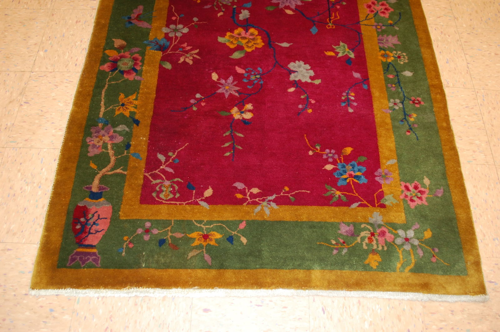 c1920s ANTIQUE ART DECO WALTER NICHOLS CHINESE RUG 4'1" x 6'8" - 3