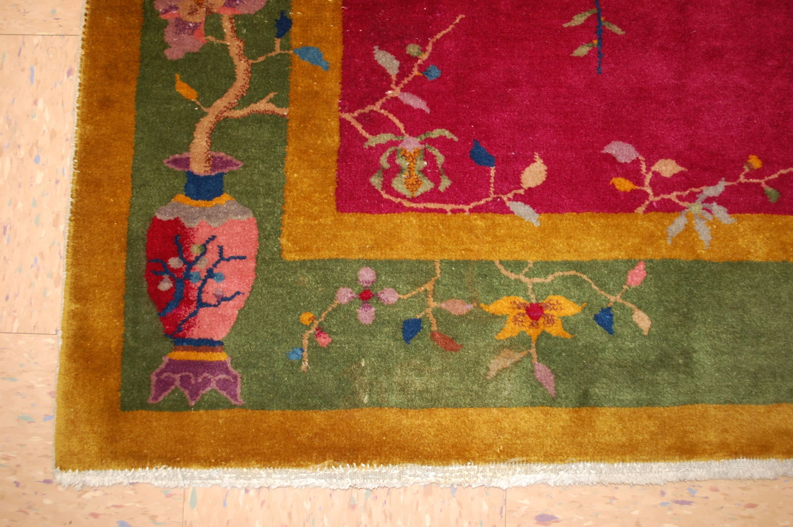 c1920s ANTIQUE ART DECO WALTER NICHOLS CHINESE RUG 4'1" x 6'8" - 6