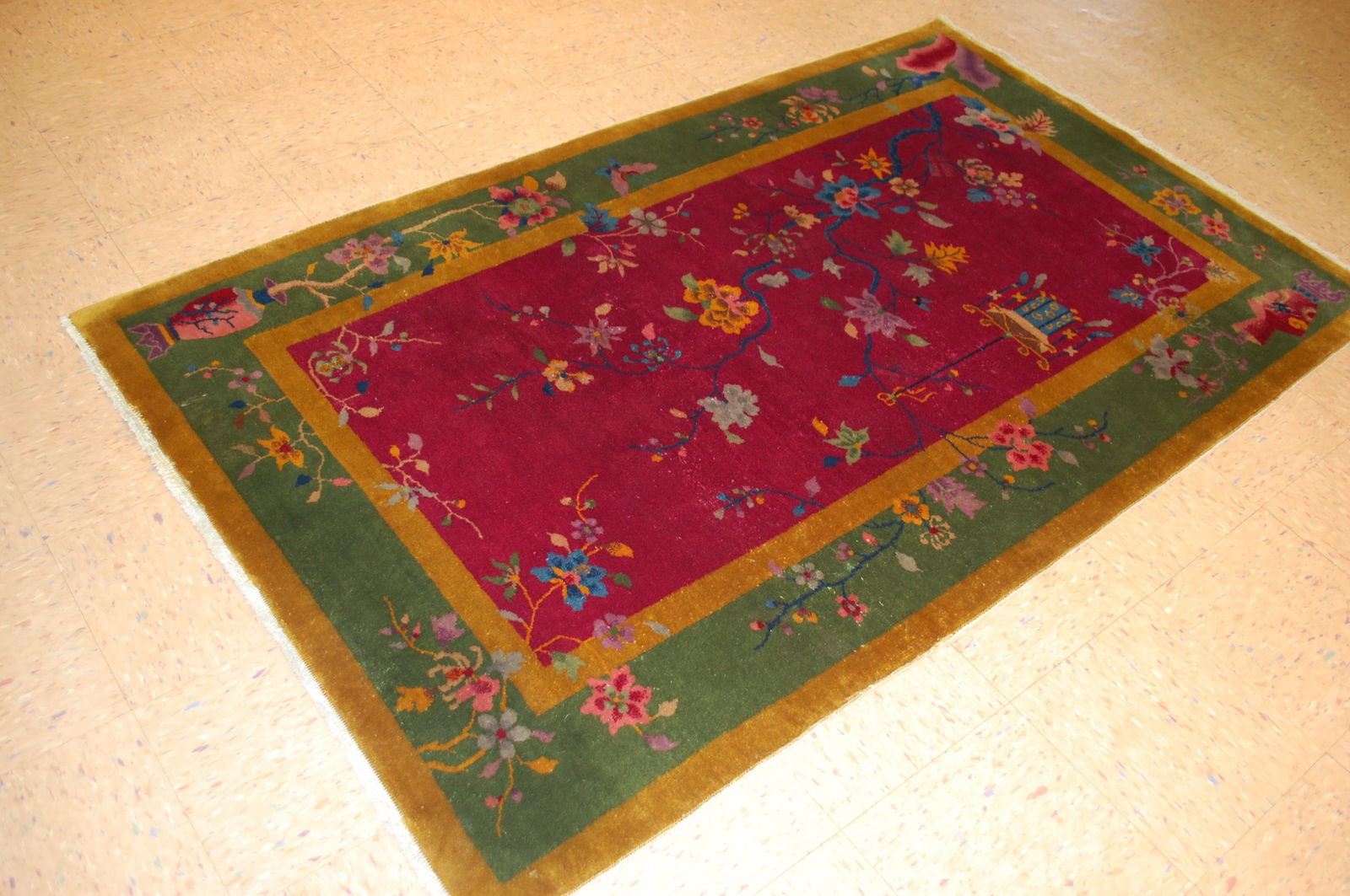 c1920s ANTIQUE ART DECO WALTER NICHOLS CHINESE RUG 4'1" x 6'8" - 8