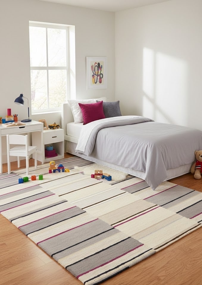 Multicolored Stripes 5X8 Hand-Tufted Modern Rug - 2