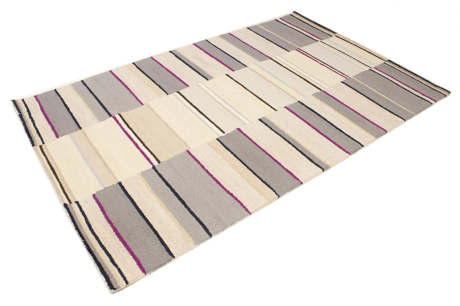 Multicolored Stripes 5X8 Hand-Tufted Modern Rug - 5