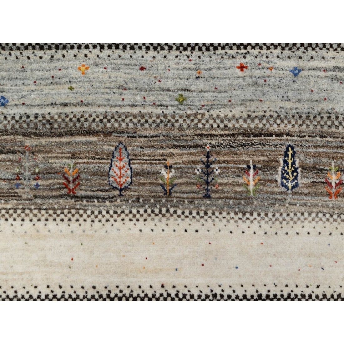 White, Modern, Lori Buft Gabbeh 100% Wool Hand Knotted Runner Rug - 5