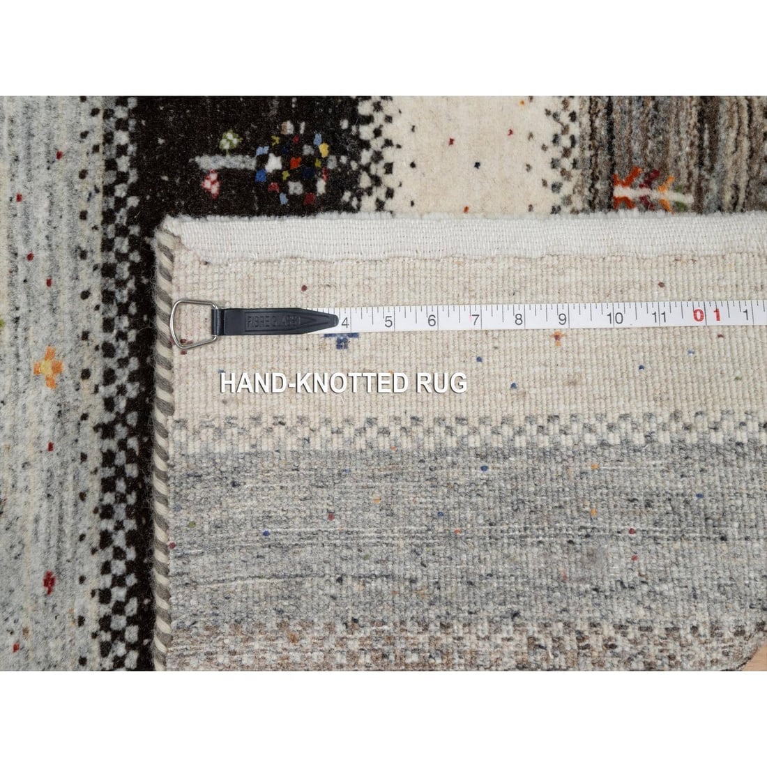 White, Modern, Lori Buft Gabbeh 100% Wool Hand Knotted Runner Rug - 8