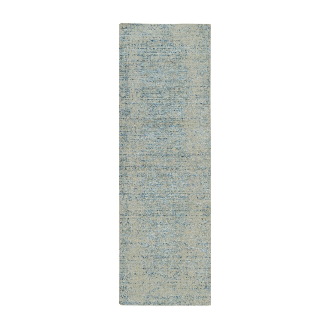 Gray Modern Jacquard Hand Loomed Wool and Silk Runner Oriental Rug: Title: Gray Modern Jacquard Hand Loomed Wool and Silk Runner Oriental RugDescription: This is a truly genuine one-of-a-kind. It has been Knotted for months and months in the centuries-old weaving