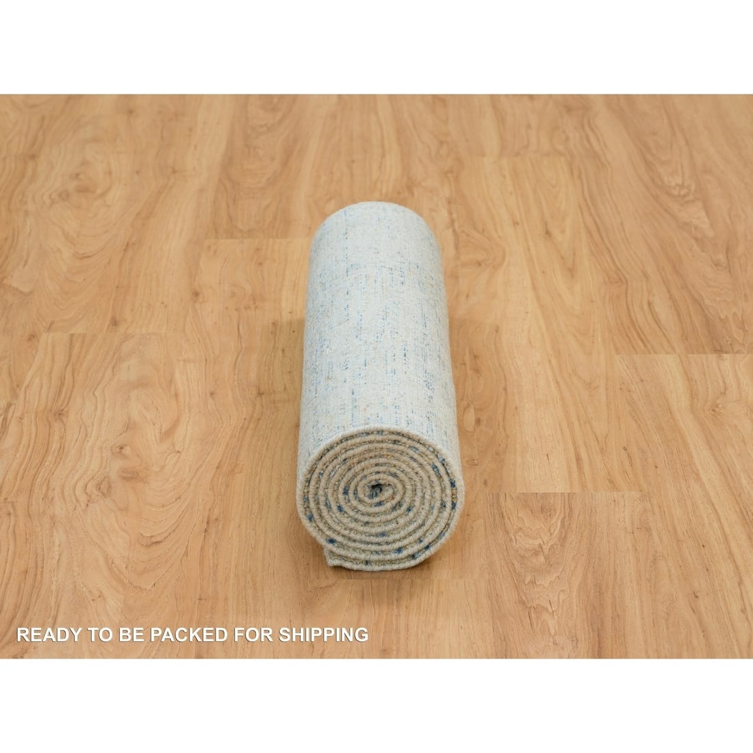 Gray Modern Jacquard Hand Loomed Wool and Silk Runner Oriental Rug - 6