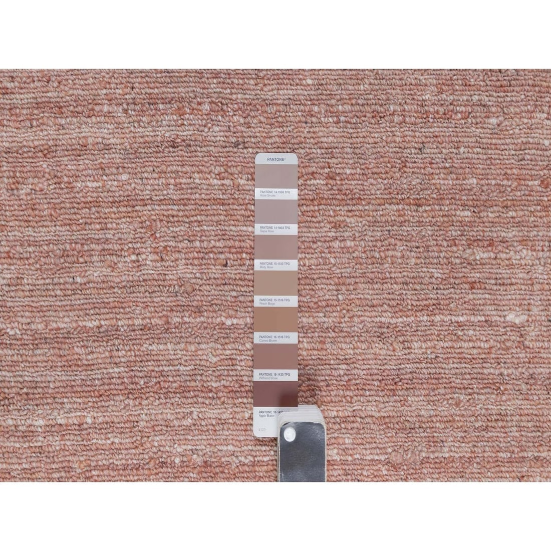 Tulip Pink Plain Modern Striae Design Hand Loomed Pure Wool Mat Rug - 4