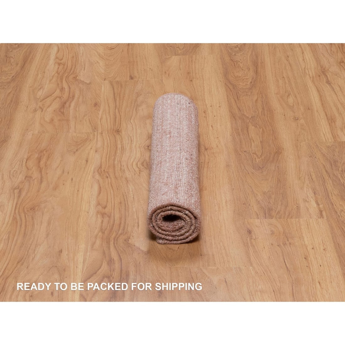 Tulip Pink Plain Modern Striae Design Hand Loomed Pure Wool Mat Rug - 6