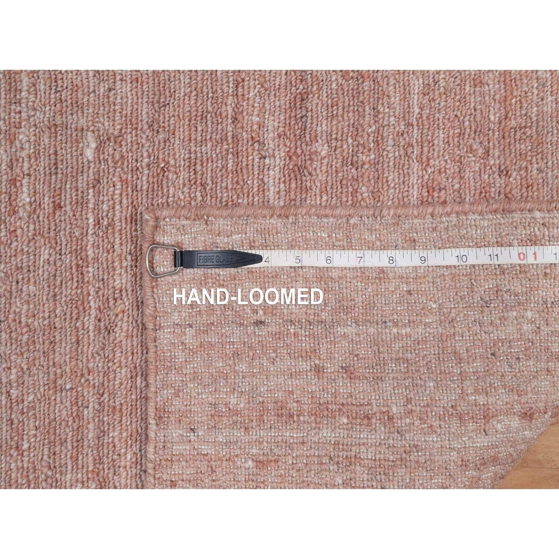 Tulip Pink Plain Modern Striae Design Hand Loomed Pure Wool Mat Rug - 8