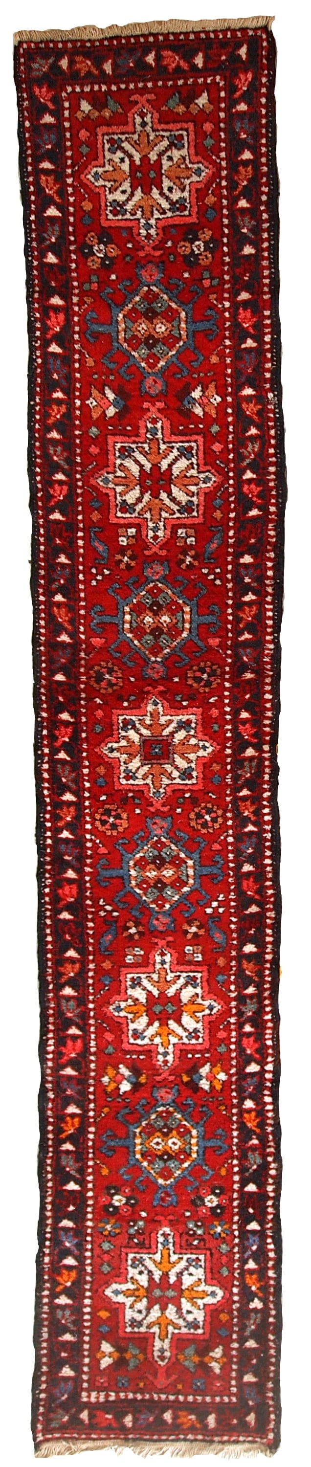 Handmade vintage Persian Karajeh runner 1.9' x 10.2' (57cm x 313cm) 1960s (1 of 9)