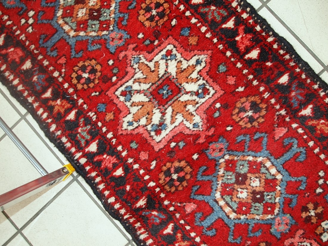 Handmade vintage Persian Karajeh runner 1.9' x 10.2' (57cm x 313cm) 1960s - 5