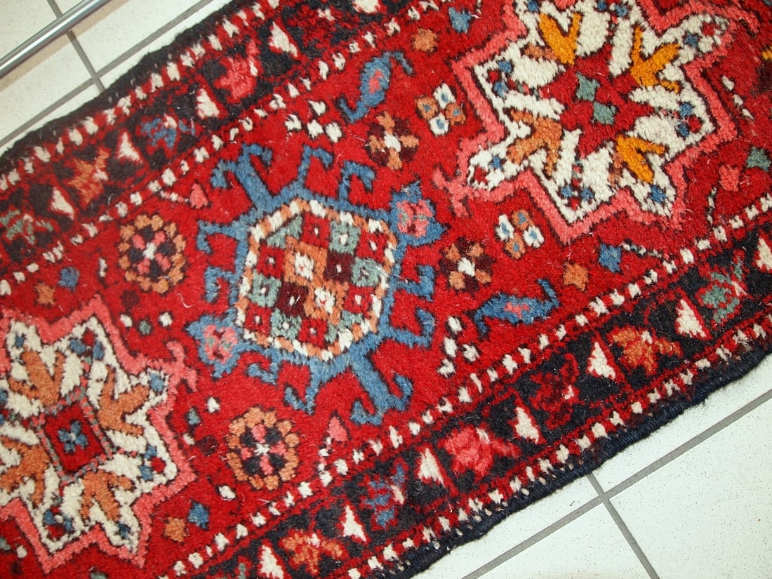 Handmade vintage Persian Karajeh runner 1.9' x 10.2' (57cm x 313cm) 1960s - 6