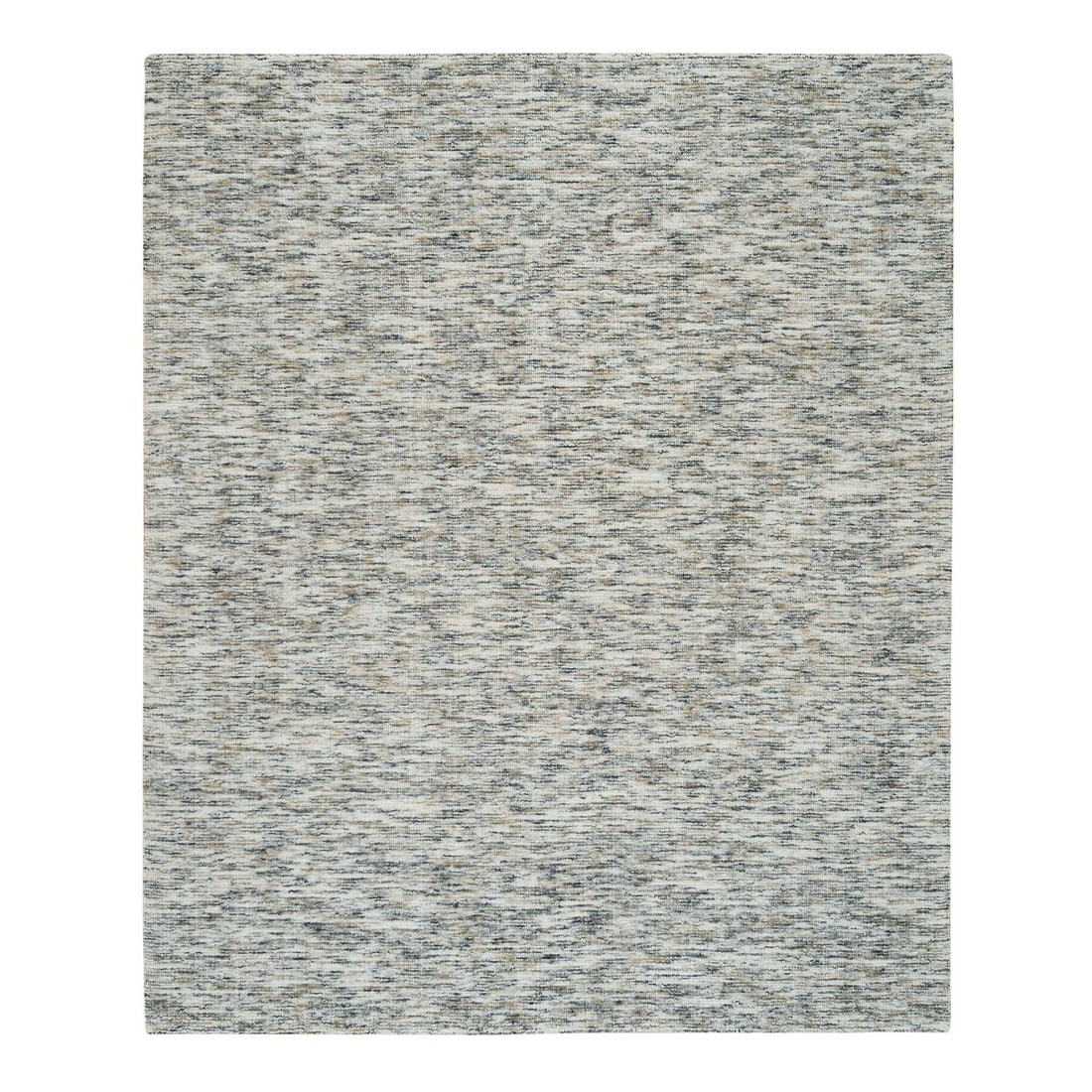 Beige Pure Wool Hand Loomed Modern Striae Design Oriental Rug (1 of 11)