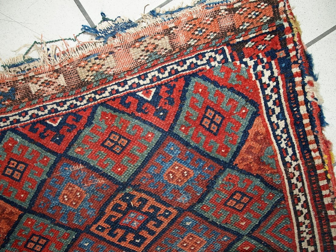 Handmade antique collectible Persian Kurdish bag 1.8' x 2.4' (56cm x 73cm) 1880s - 4