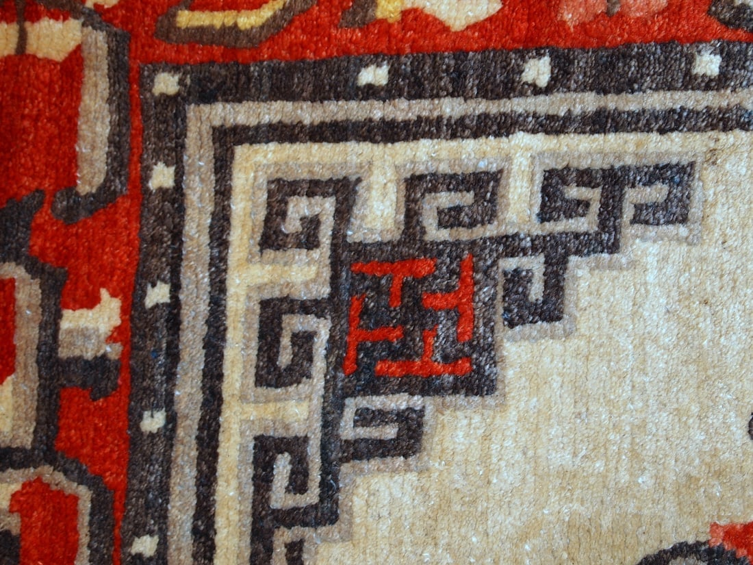 Handmade vintage Mongolian rug 2,9' x 5,2' ( 90cm x 160cm ) 1970 - 6