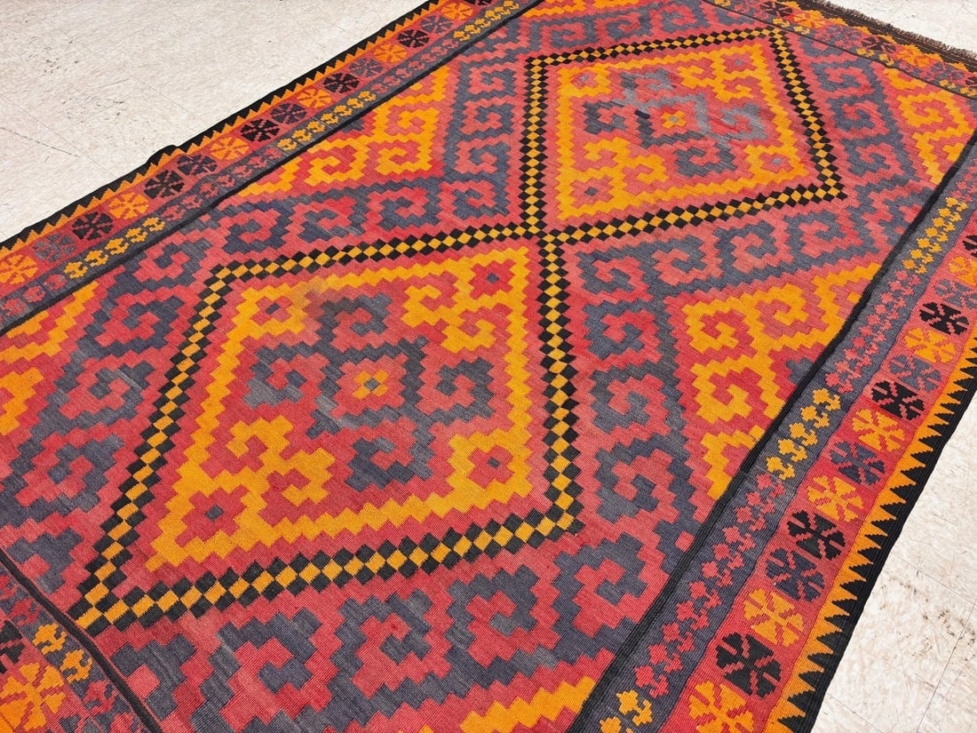 Hand-Knotted Maymana Kilim Tribal Flatweave Wool Oriental Rug 6'8" x 10'1" - 7