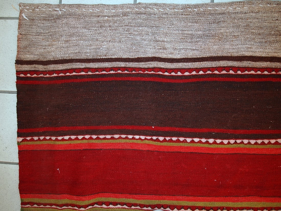 Handmade vintage Persian Ardabil kilim runner 2.6' x 9.5' ( 80cm x 290cm ) 1950s - 3
