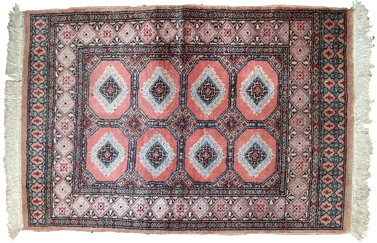 Handmade vintage Uzbek Bukhara rug 2.6' x 3.8' (81cm x 118cm) 1960s - 2