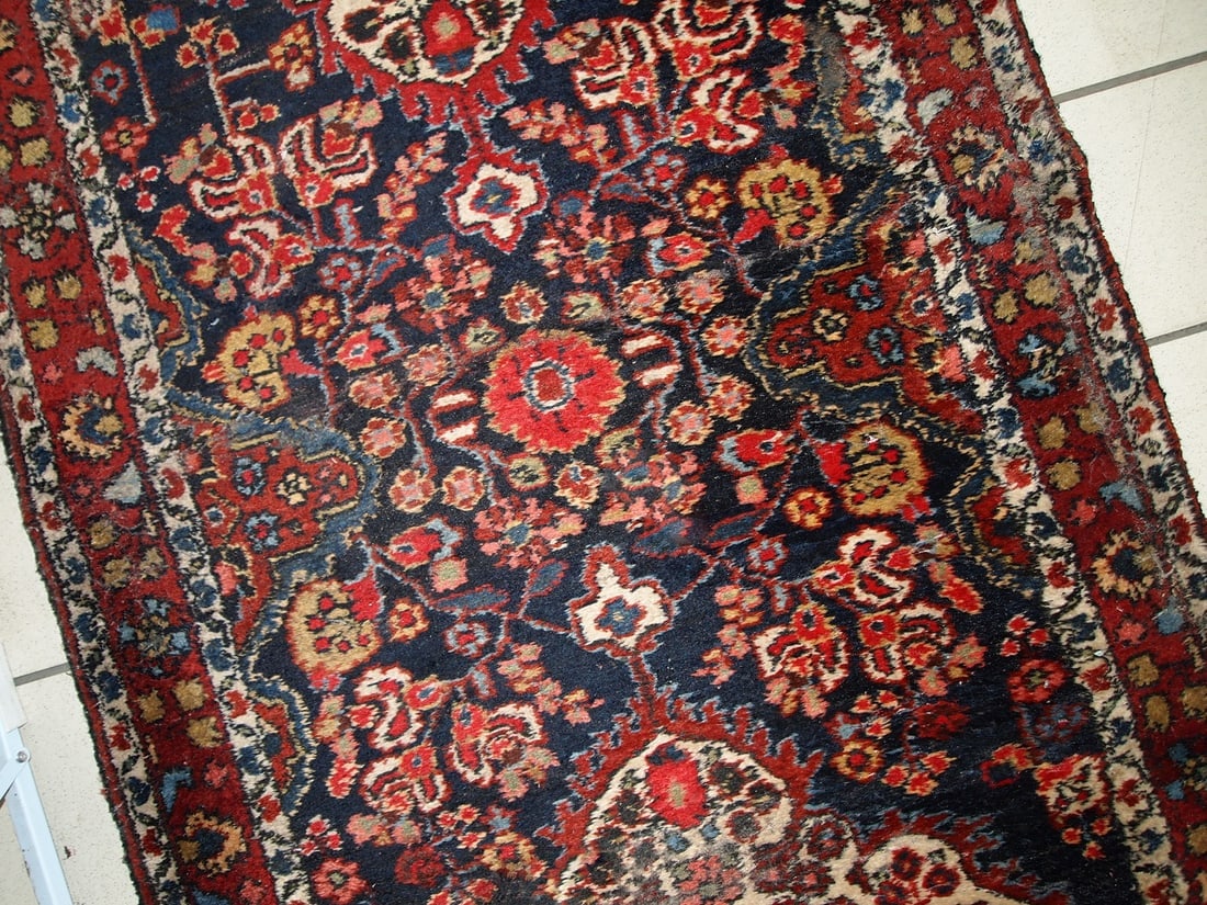 Handmade antique Persian Malayer runner 2.8' x 17.6' (86cm x 536cm) 1920s - 4