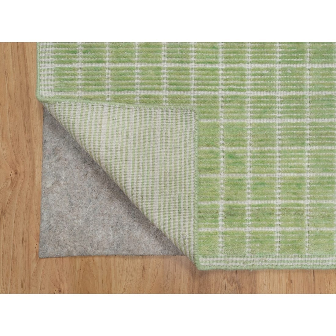 Lily Green Modern Plain Decor Box Design Pure Wool Loomed Knotted Rug - 3