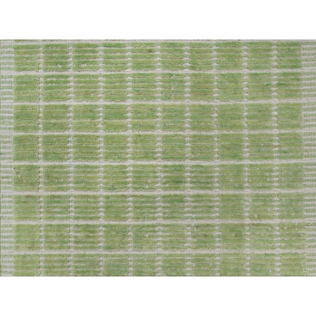 Lily Green Modern Plain Decor Box Design Pure Wool Loomed Knotted Rug - 5