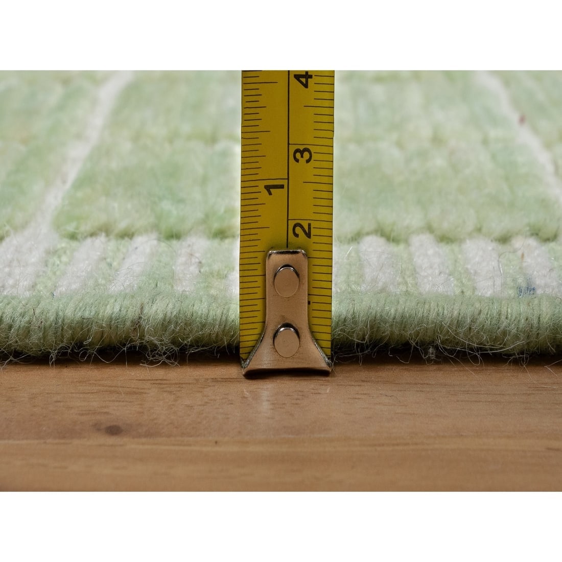 Lily Green Modern Plain Decor Box Design Pure Wool Loomed Knotted Rug - 7