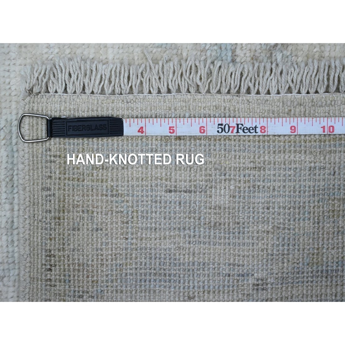 Smoke White Afghan Angora Oushak Oversized Oriental Runner Rug - 6