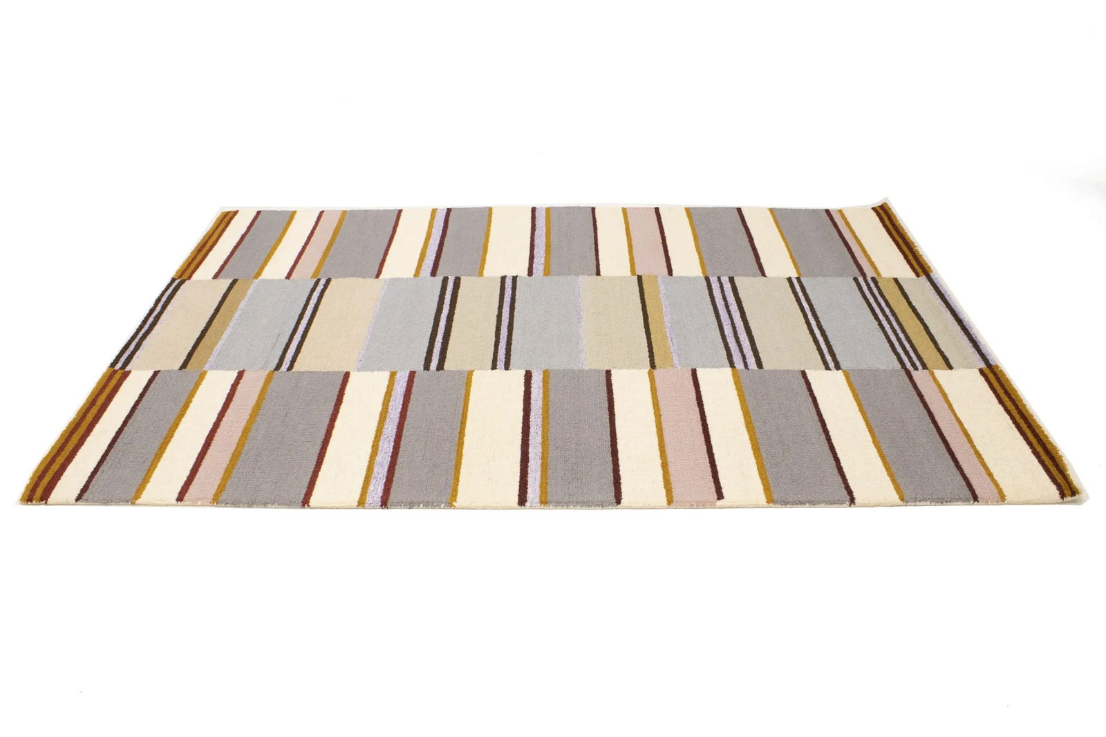 Multicolored Stripes 5X8 Hand-Tufted Modern Rug - 5
