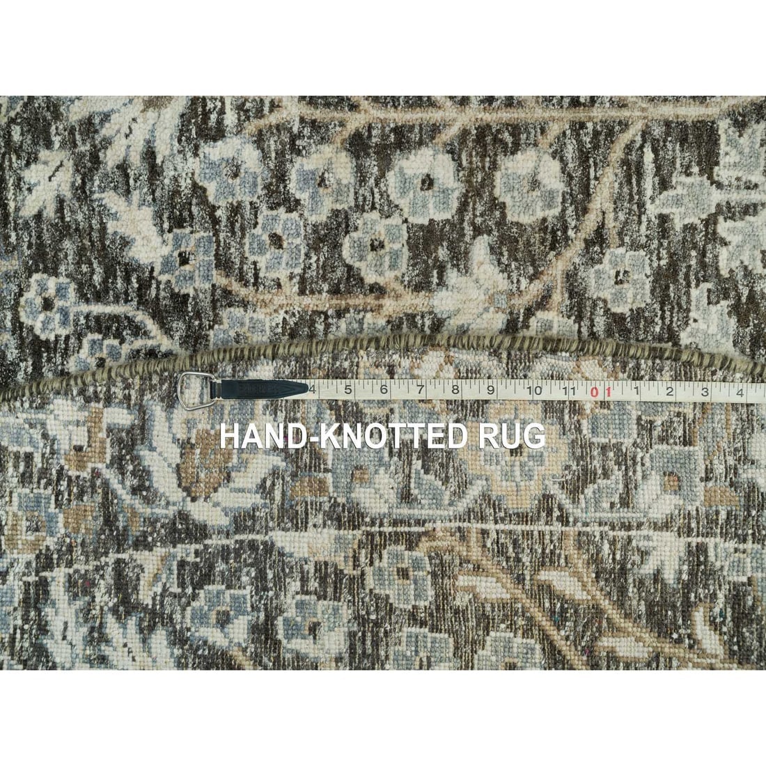 Falcon Gray Willow and Cypress Tree Wool Hand Knotted Round Rug - 11