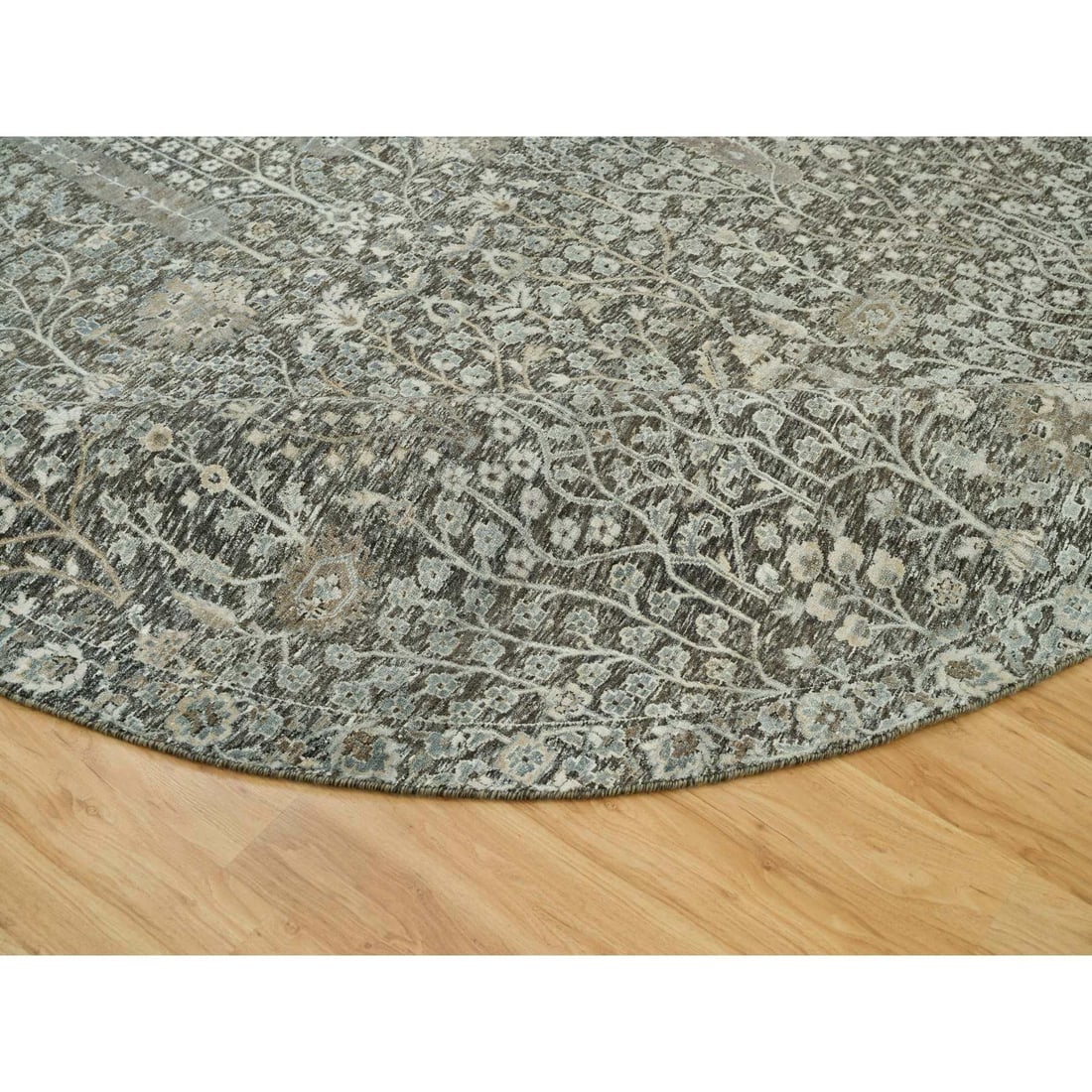 Falcon Gray Willow and Cypress Tree Wool Hand Knotted Round Rug - 6