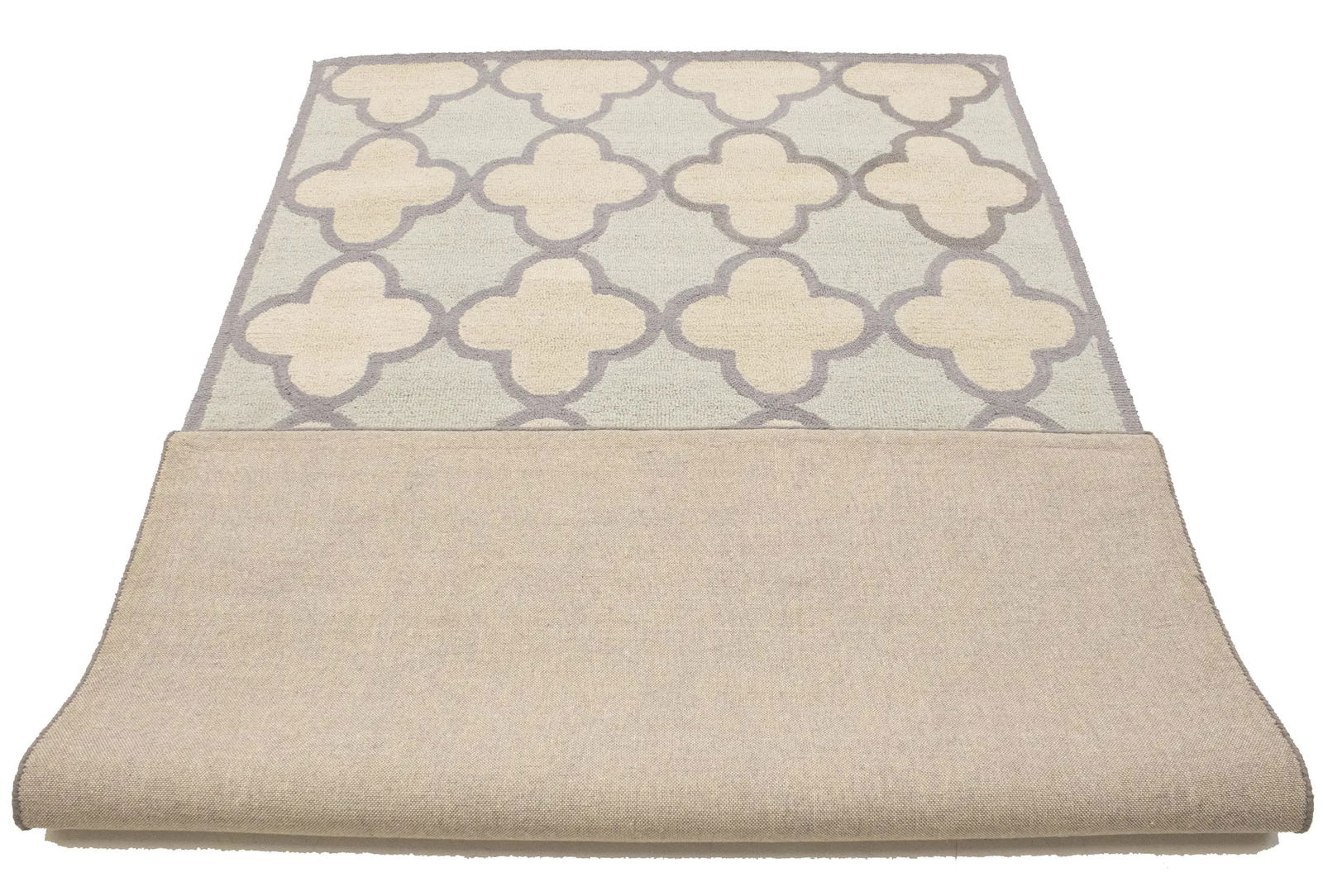 Cream & Mauve Trellis 5X8 Hand-Tufted Modern Rug - 14
