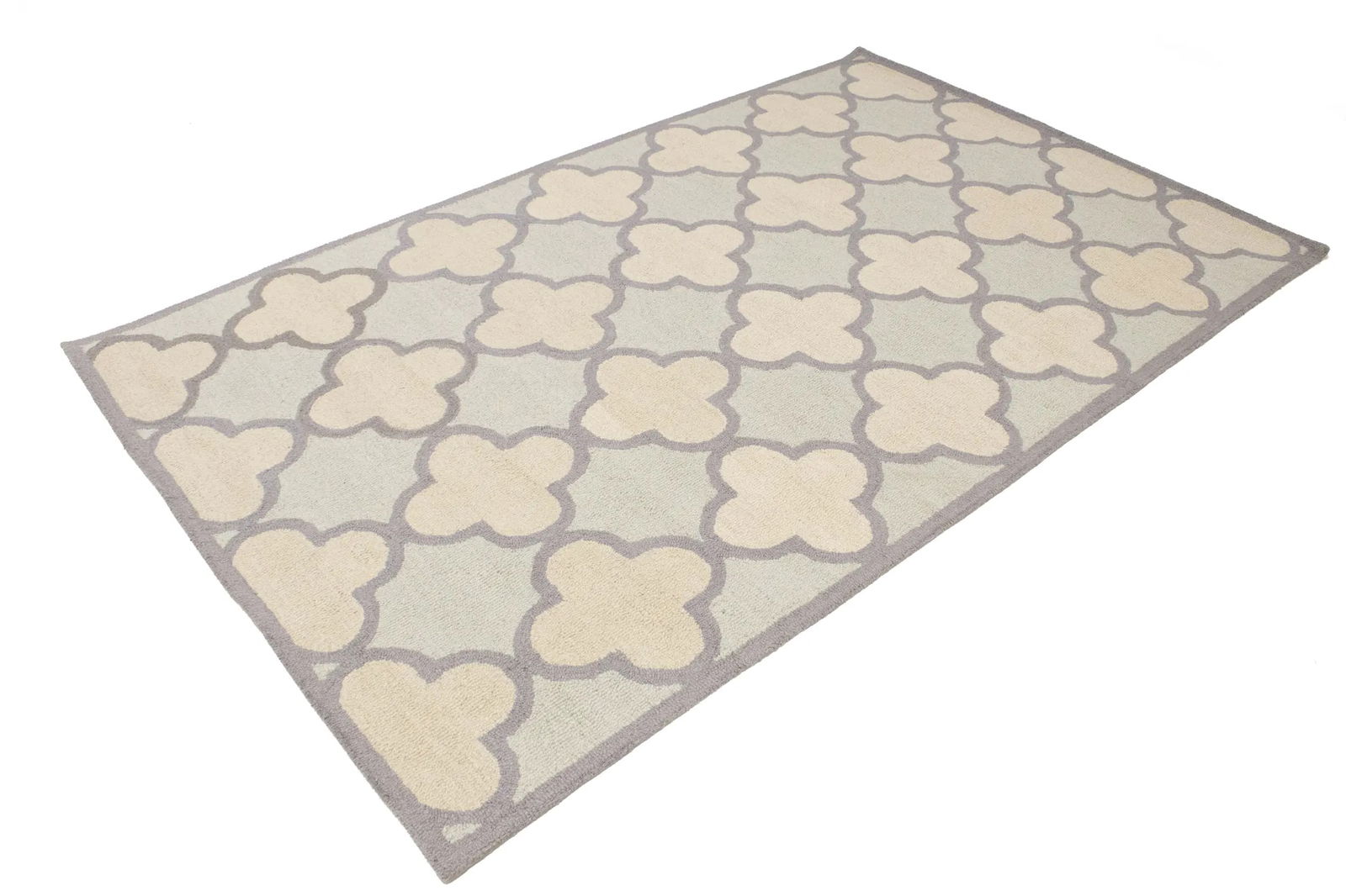 Cream & Mauve Trellis 5X8 Hand-Tufted Modern Rug - 5