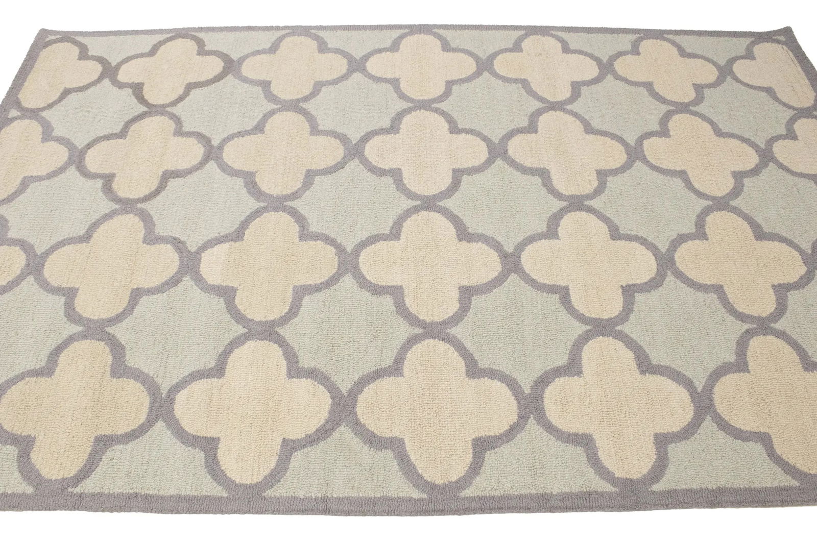 Cream & Mauve Trellis 5X8 Hand-Tufted Modern Rug - 7