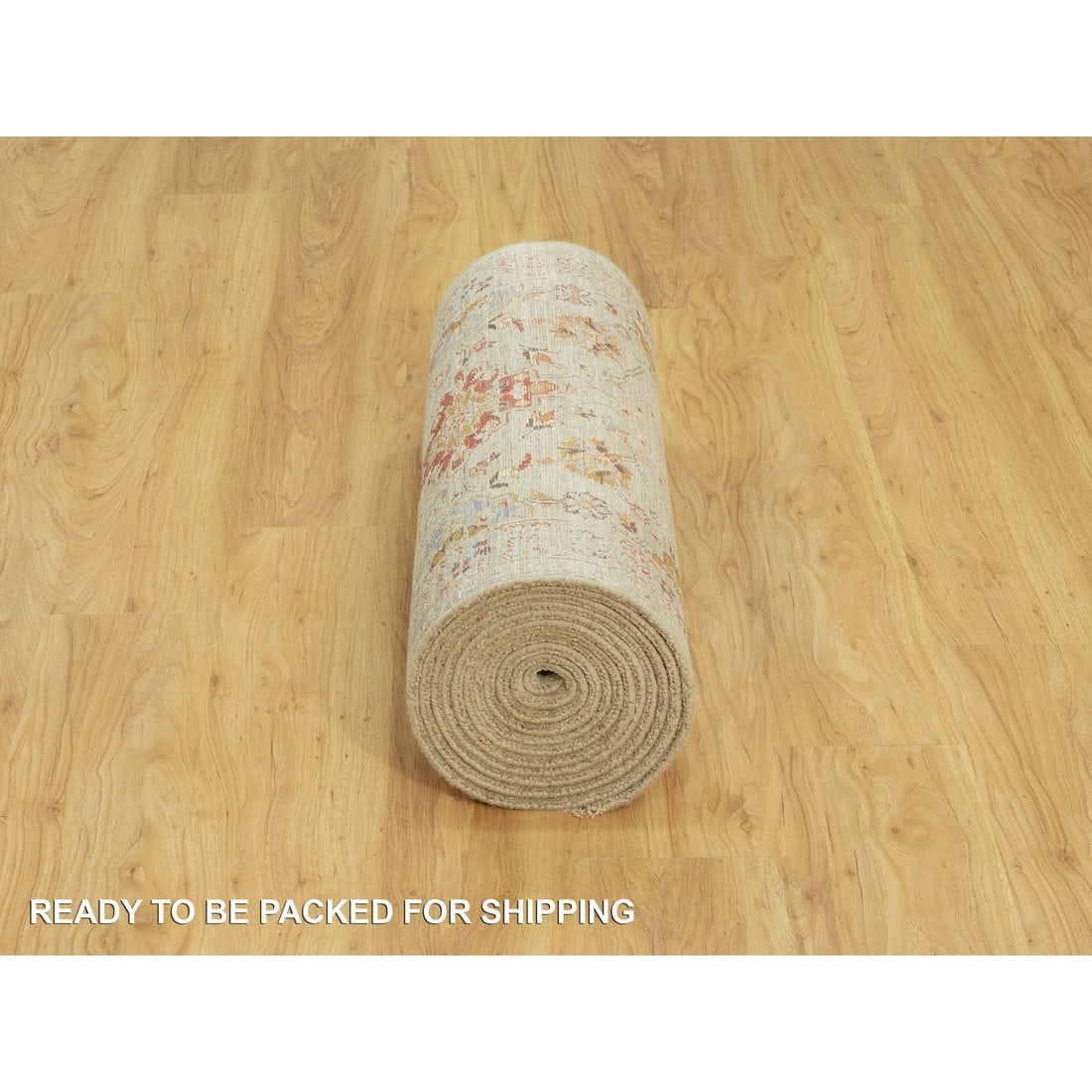 Candlelit Beige, Hand Knotted The Sunset Rosettes with Soft Shiny Wool - 6