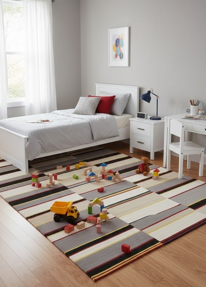 Multicolored Stripes 5X8 Hand-Tufted Modern Rug - 2