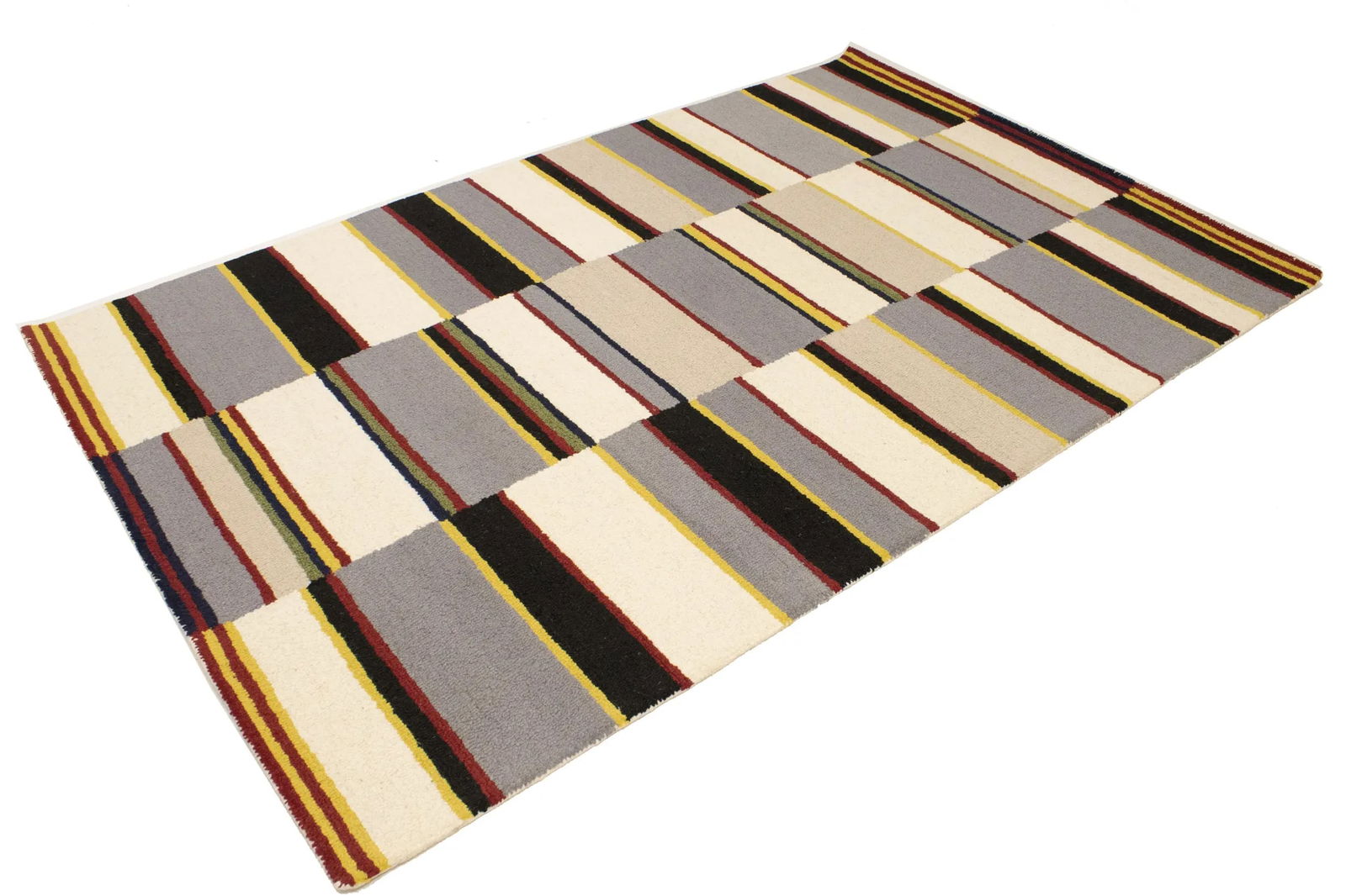 Multicolored Stripes 5X8 Hand-Tufted Modern Rug - 5