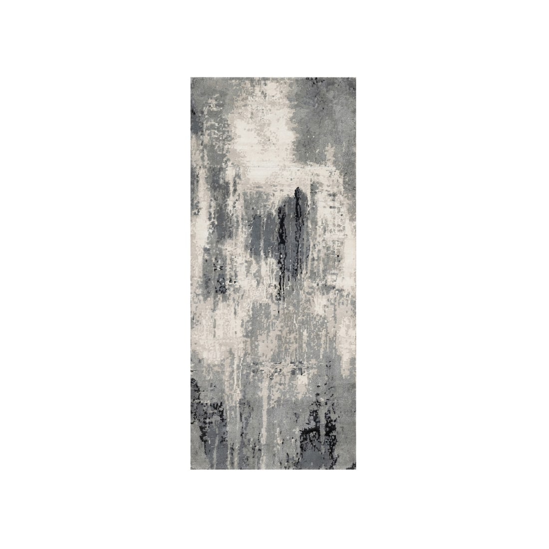 Sable Black Abstract Design Wool and Silk Hand Knotted Runner Rug: Title: Sable Black Abstract Design Wool and Silk Hand Knotted Runner RugDescription: This is a truly genuine one-of-a-kind. It has been Knotted for months and months in the centuries-old weaving