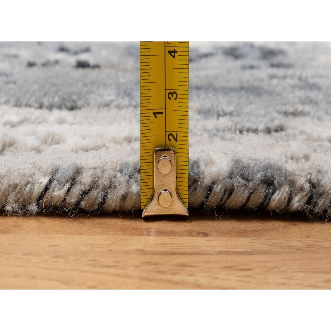 Sable Black Abstract Design Wool and Silk Hand Knotted Runner Rug - 7