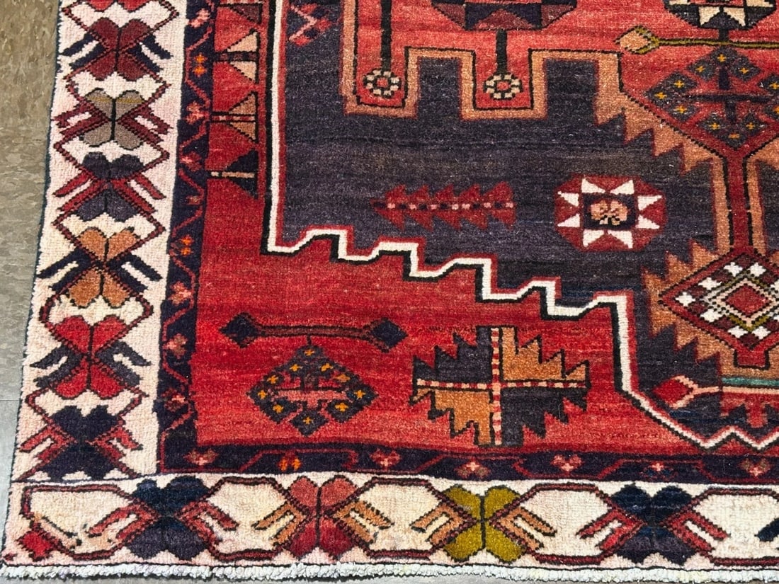 Hand-Knotted Persian Bakhtiari Tribal Geometric Wool Red Oriental Area Rug 5' x 6'11" - 10