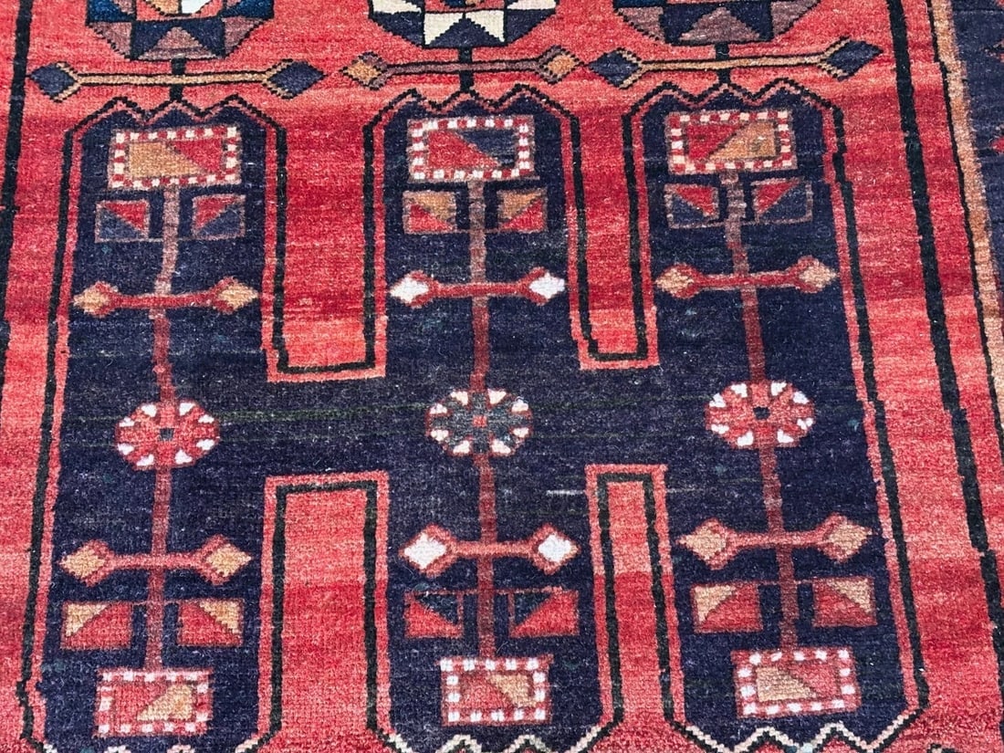 Hand-Knotted Persian Bakhtiari Tribal Geometric Wool Red Oriental Area Rug 5' x 6'11" - 6