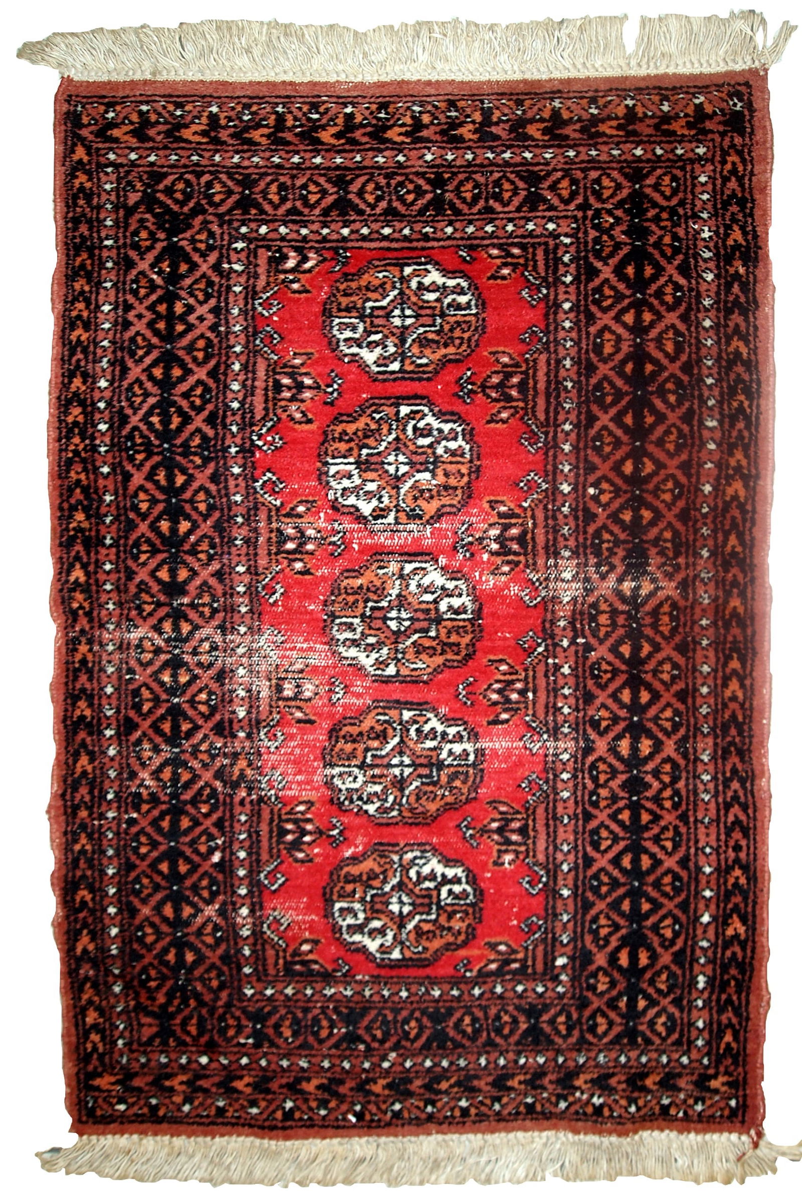 Handmade vintage Pakistani Lahore distressed rug 2.4' x 3.9' (75cm x 119cm) 1960s (1 of 9)