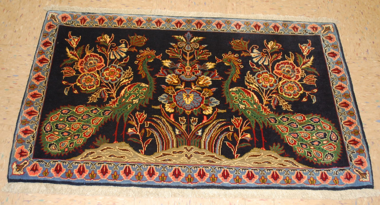 PAIR ,ANTIQUE PERSIAN KESHAN RUG 2' x 3'5" AND 2'1" X 3'4" - 2