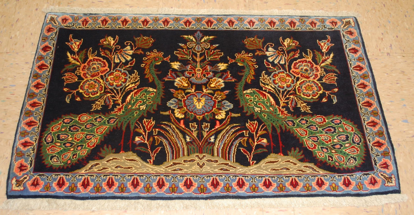 PAIR ,ANTIQUE PERSIAN KESHAN RUG 2' x 3'5" AND 2'1" X 3'4" - 3