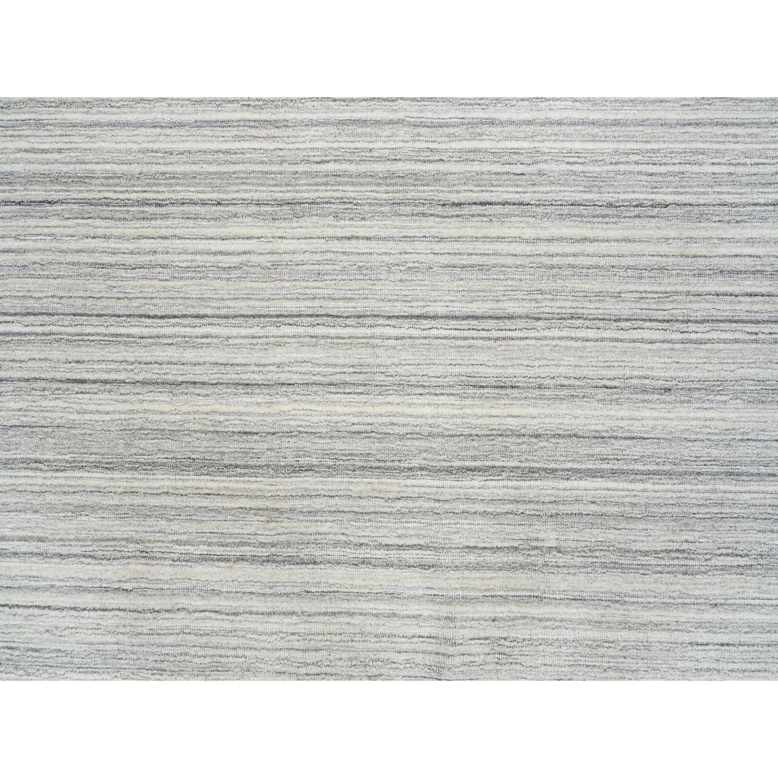 Gray, Modern Design, Hand Loomed Undyed Natural Wool Square Rug - 5
