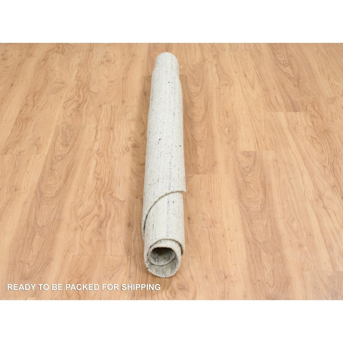 Beige, Soft Wool Hand Loomed, Variegated Modern Design, Round Rug - 6