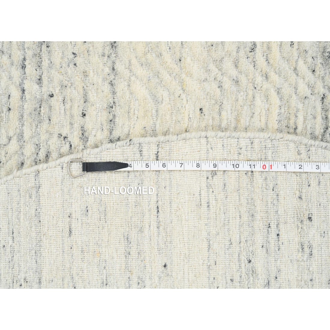 Beige, Soft Wool Hand Loomed, Variegated Modern Design, Round Rug - 8