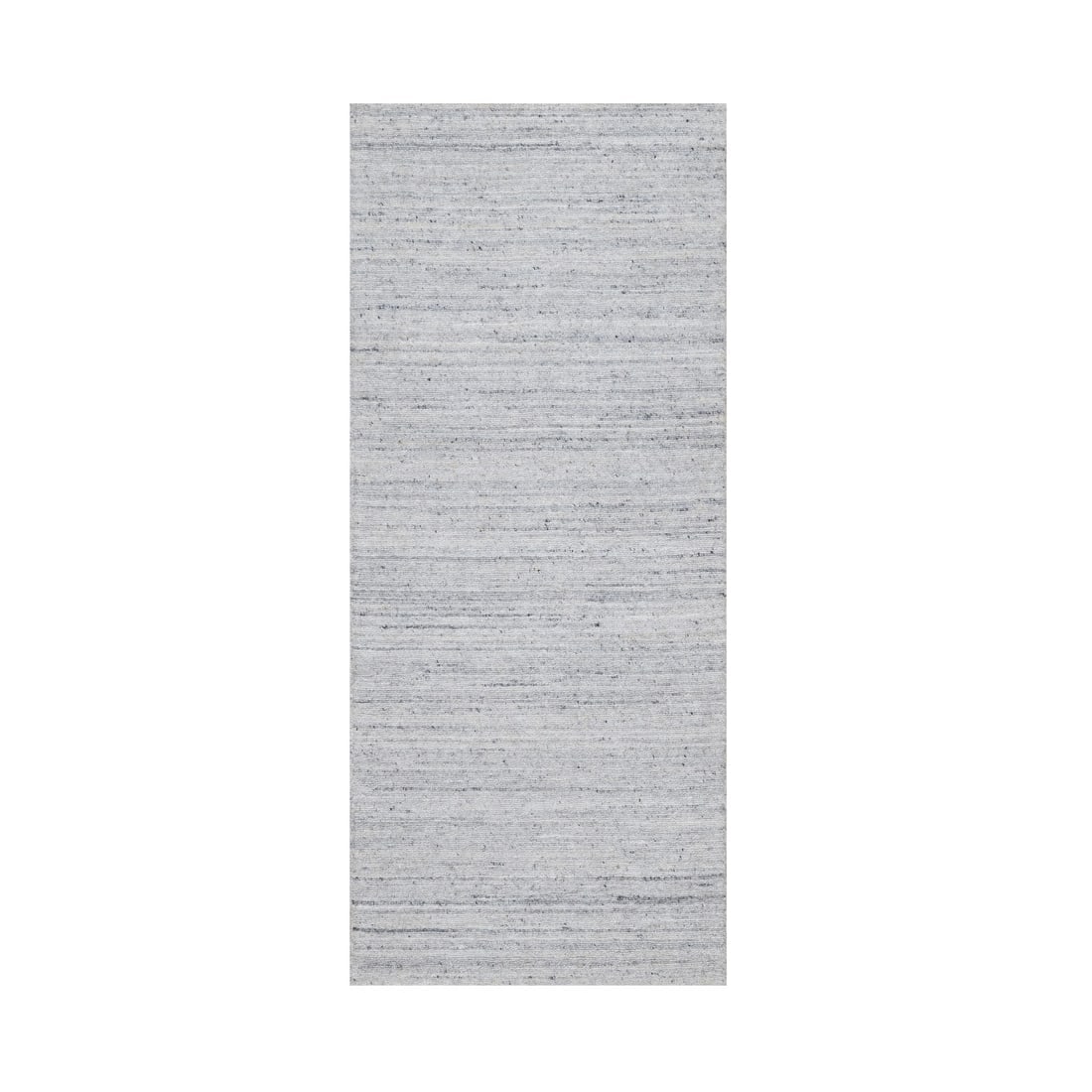 Snow White Hand Loomed Plain Modern Striae Design Pure Wool Runner Rug (1 of 8)